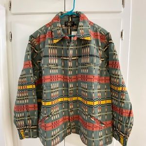 Brand New With Tags RRL Brown Bear Plaid Jacquard Overshirt Size XL